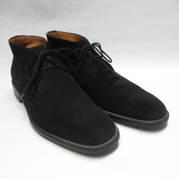 auth SALVATORE FERRAGAMO size 8 Black Suede CHUKKA - Picture 7 of 8